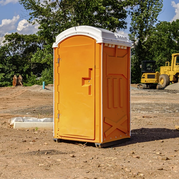 how often are the porta potties cleaned and serviced during a rental period in Russell OH